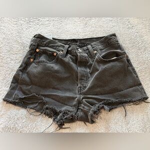 Levi’s Black Distressed High-Waist Denim Shorts